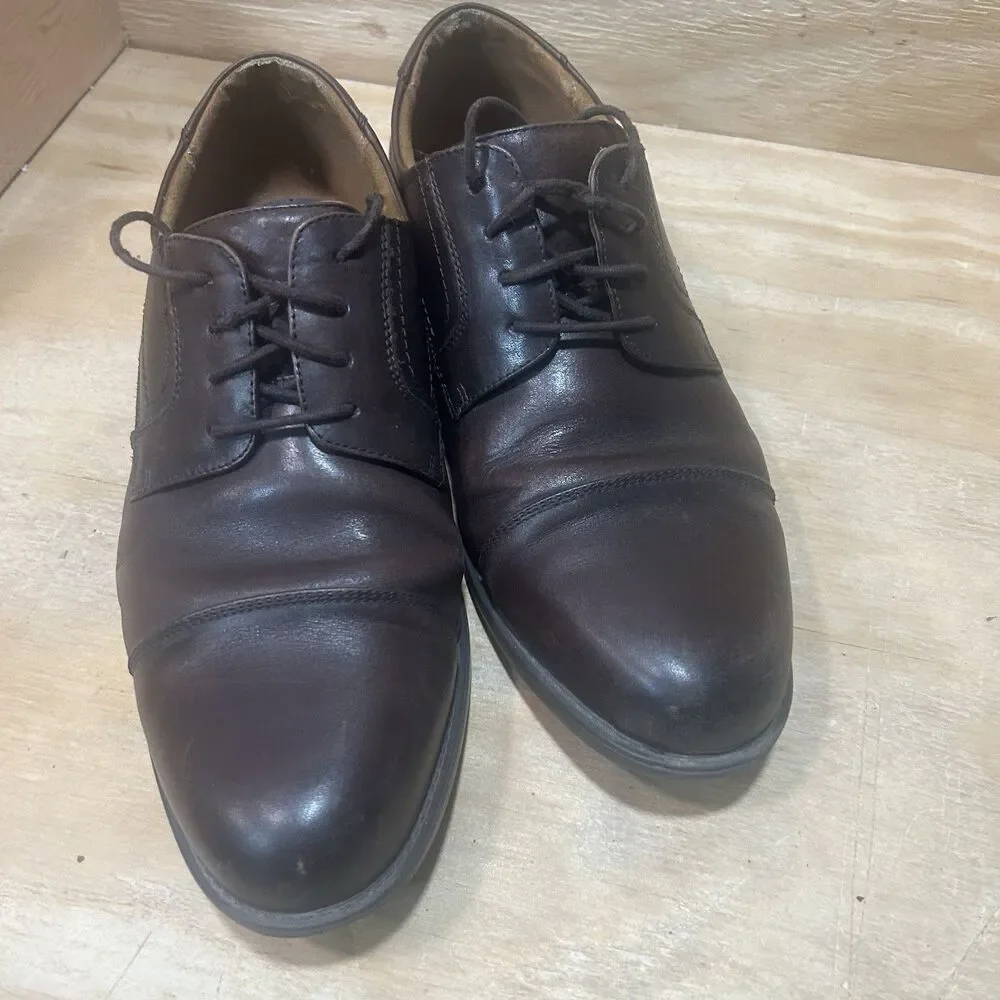 Florsheim Cognac Dark Brown Leather Cap Toe Oxford Shoes Sz 10.5 EEE Extra Wide